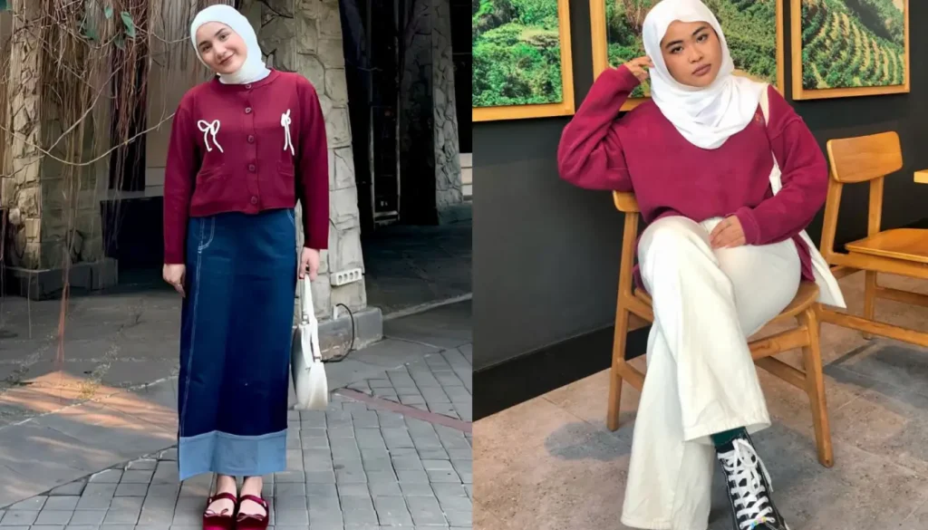 kombinasi warna maroon yang cocok