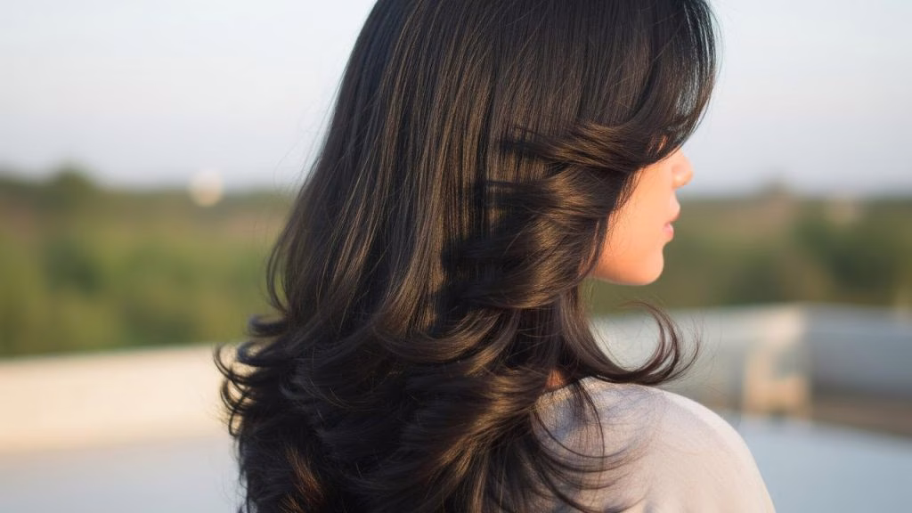 Model Rambut Segi Layer Panjang Lurus yang Elegan untuk Tampilan Sehari-Hari